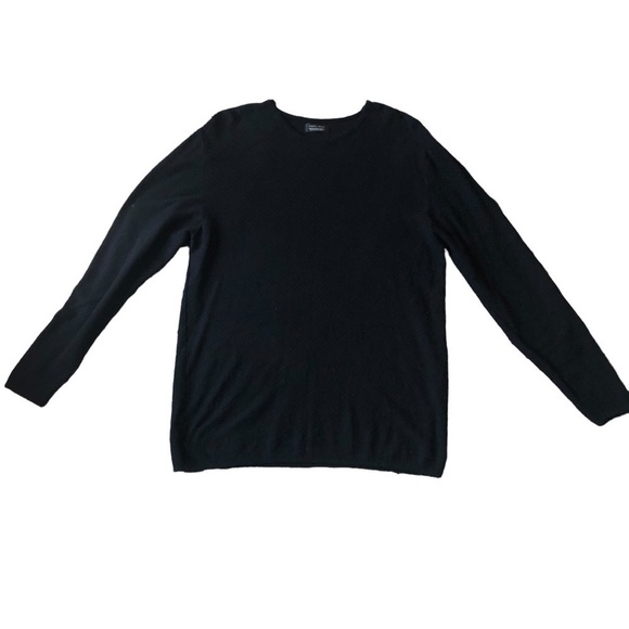 Zara Man Textured Crew Neck Sweater Black Silk Blend Lightweight XL Date Night - Picture 5 of 5